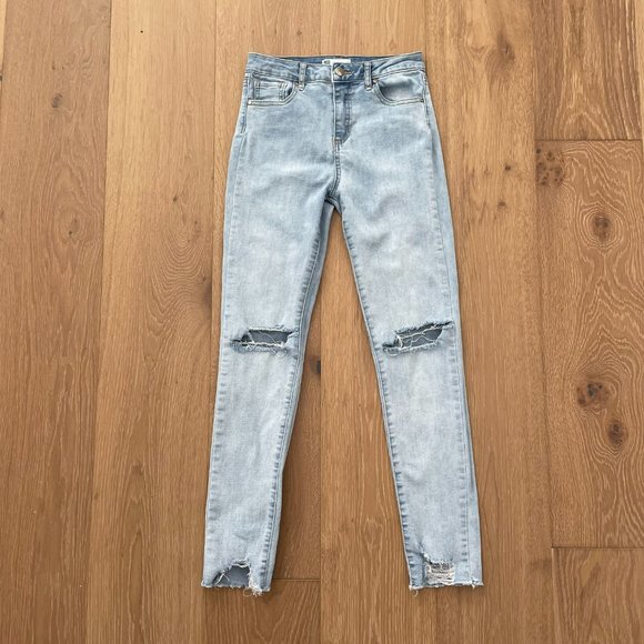 RSQ Jeans Girls 12 Tilly’s Blue Super High Rise Jeggings Denim Light Wash - Picture 6 of 16